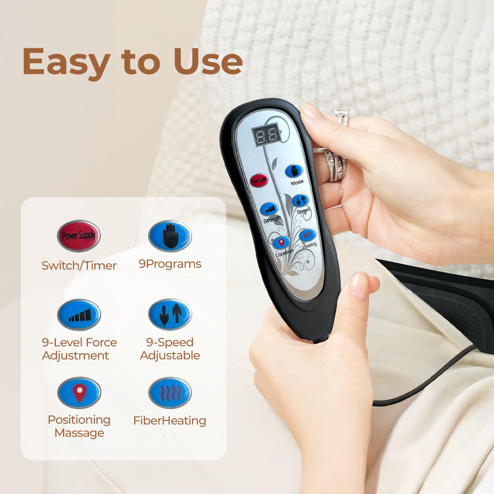 Elektrisches Massagekissen für Nacken & Rücken – Knetmassage mit Wärme, 9 Modi & Timer